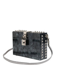 Dolce & Gabbana Black Acrylic Plexiglass Studded DOLCE BOX Clutch Bag
