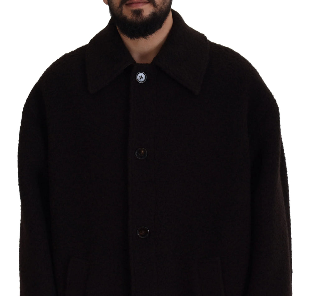Dolce & Gabbana Black Alpaca Button Down Trench Coat Jacket - IT54 | XL - Trench Coats