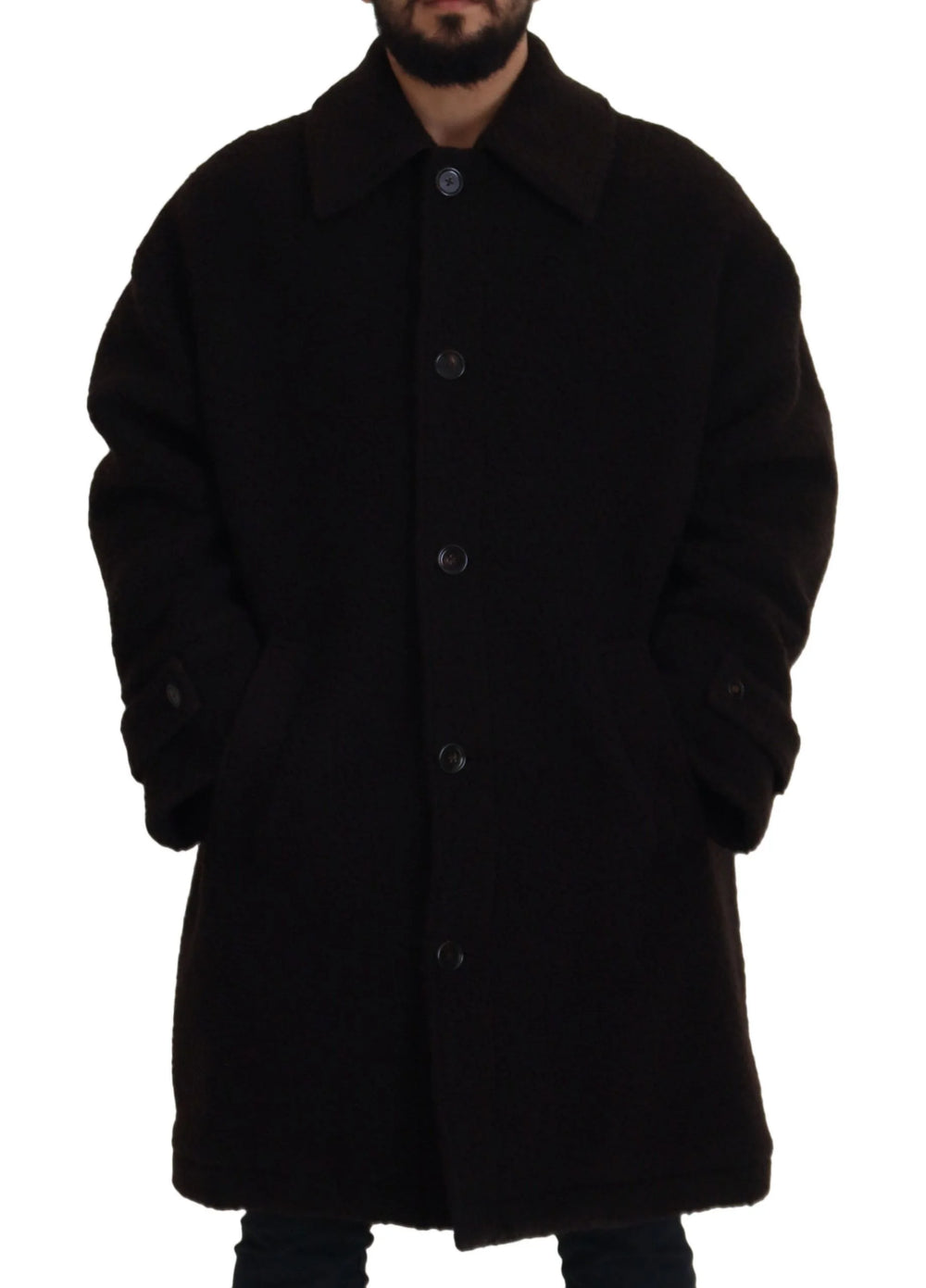 Dolce & Gabbana Black Alpaca Button Down Trench Coat Jacket - IT54 | XL - Trench Coats