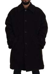 Dolce & Gabbana Black Alpaca Button Down Trench Coat Jacket - IT54 | XL - Trench Coats