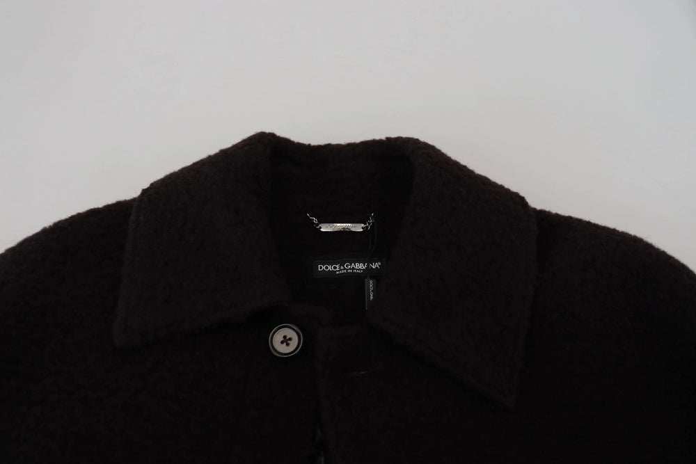Dolce & Gabbana Black Alpaca Button Down Trench Coat Jacket - IT54 | XL - Trench Coats