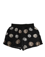 Dolce & Gabbana Svarta Antika Myntmönstrade Herr Boxershorts - IT3 | XS