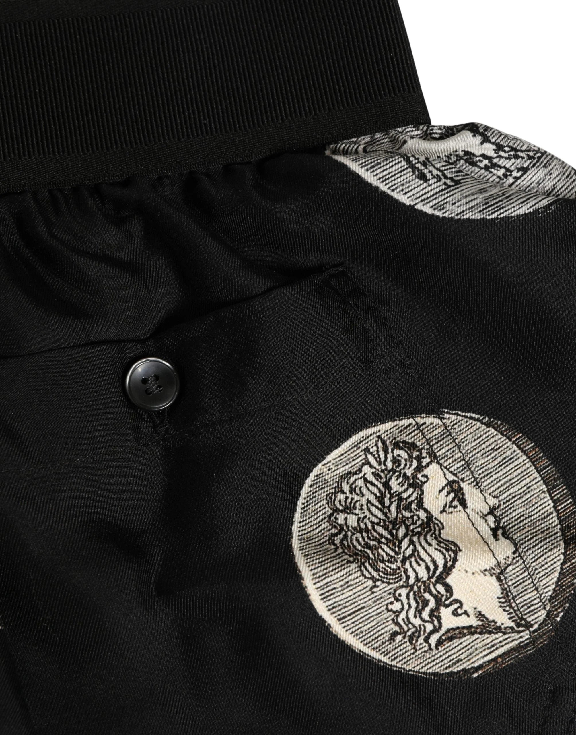 Dolce & Gabbana Svarta Antika Myntmönstrade Herr Boxershorts - IT3 | XS