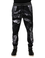 Dolce & Gabbana Black Banana Leaf Cotton Jogger Trouser Pants - IT50 | L - Joggers
