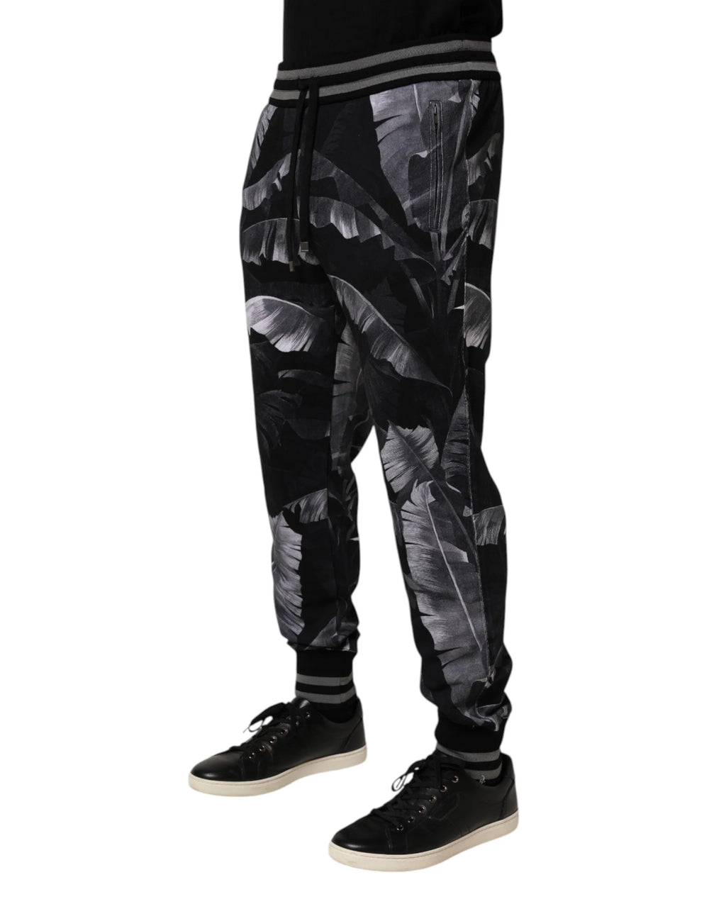 Dolce & Gabbana Black Banana Leaf Cotton Jogger Trouser Pants - IT50 | L - Joggers