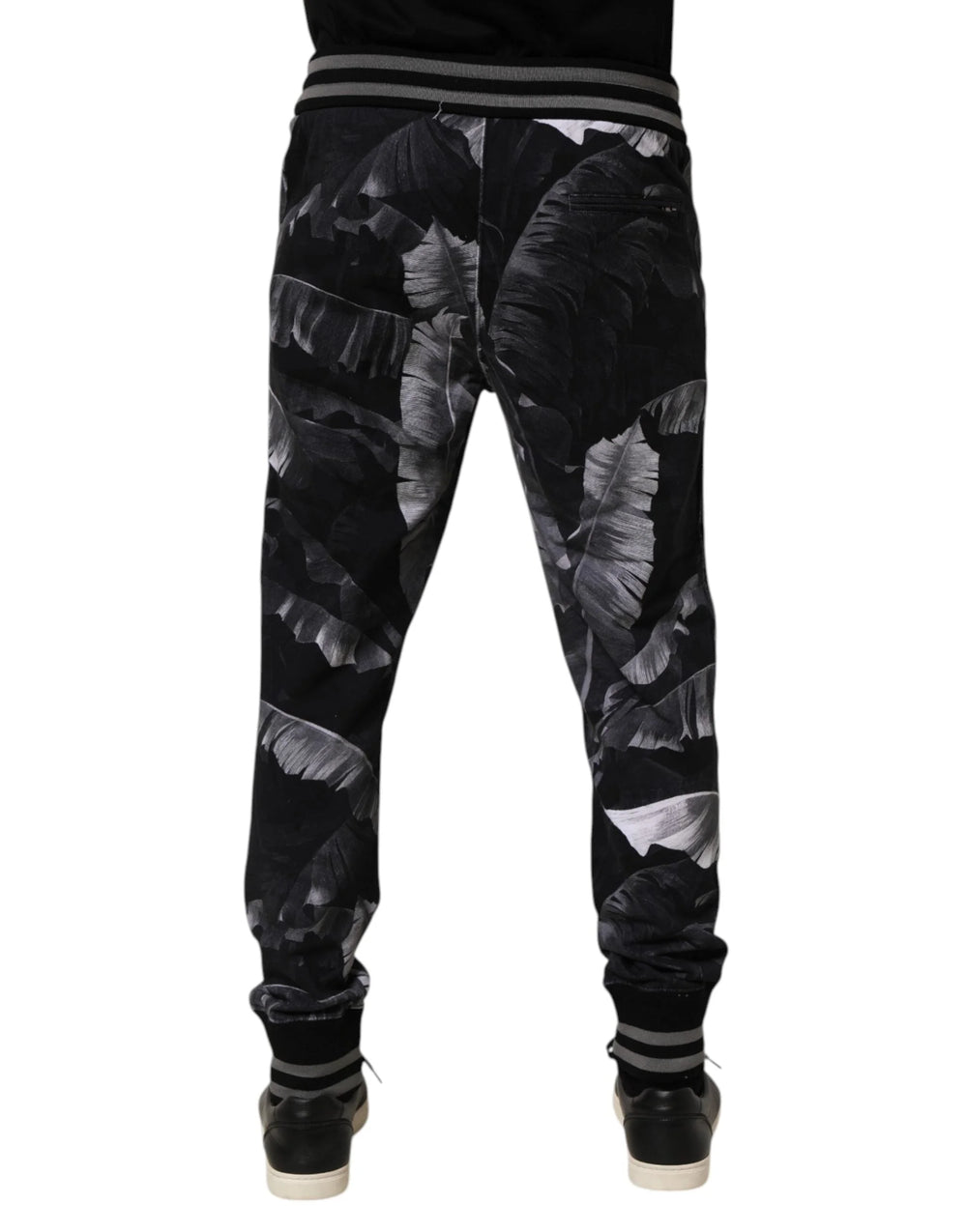 Dolce & Gabbana Black Banana Leaf Cotton Jogger Trouser Pants - IT50 | L - Joggers