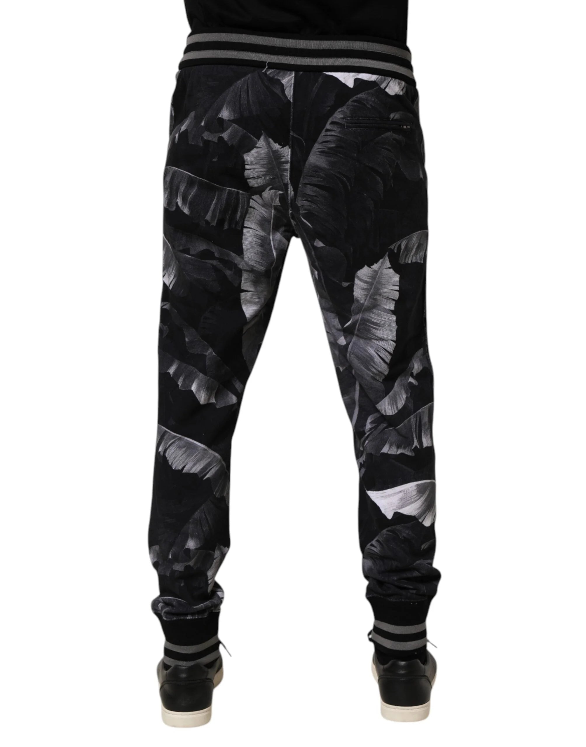 Dolce & Gabbana Black Banana Leaf Cotton Jogger Trouser Pants - IT50 | L