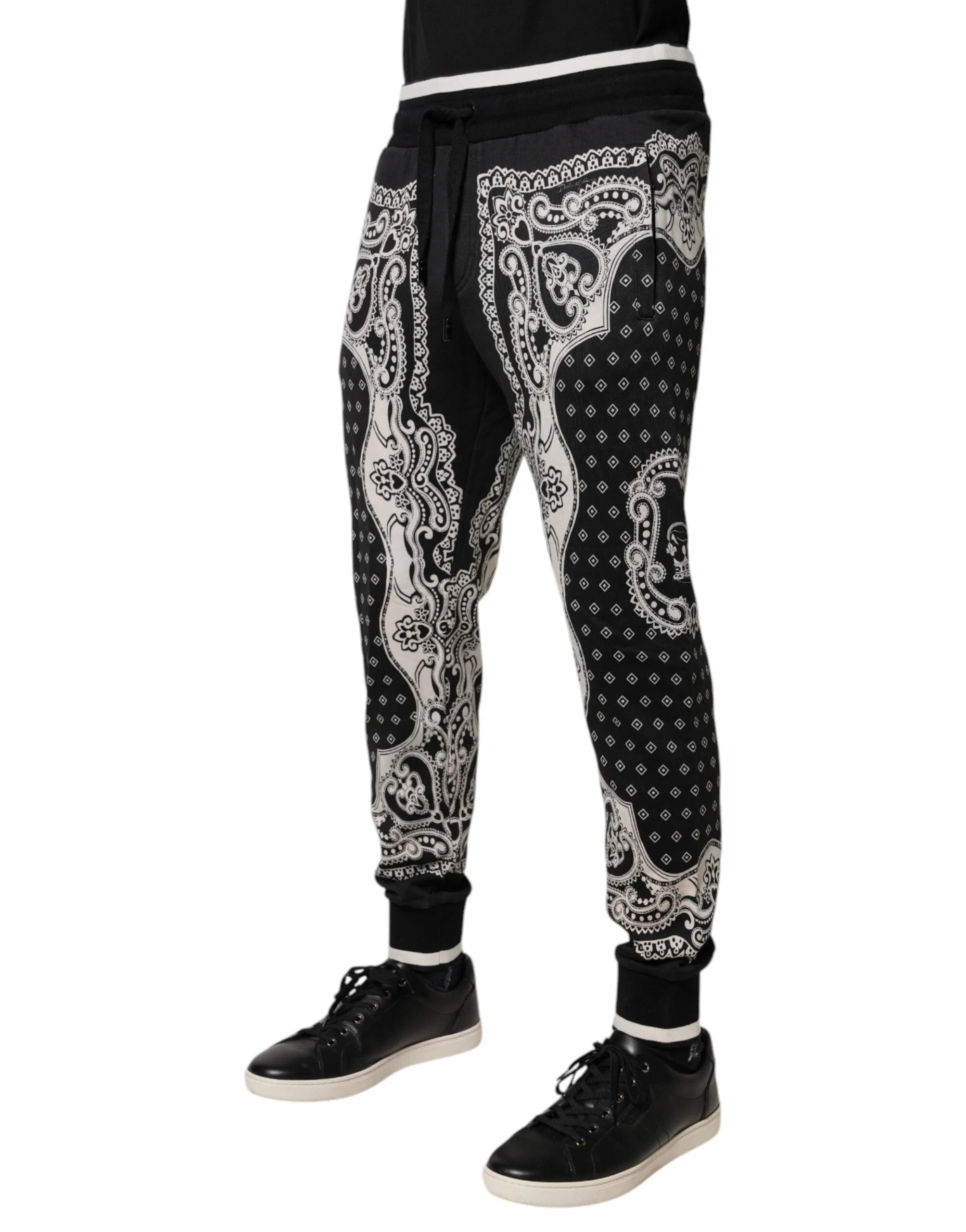 Dolce & Gabbana Black Bandana Cotton Jogger Pants - IT50 | L - Joggers