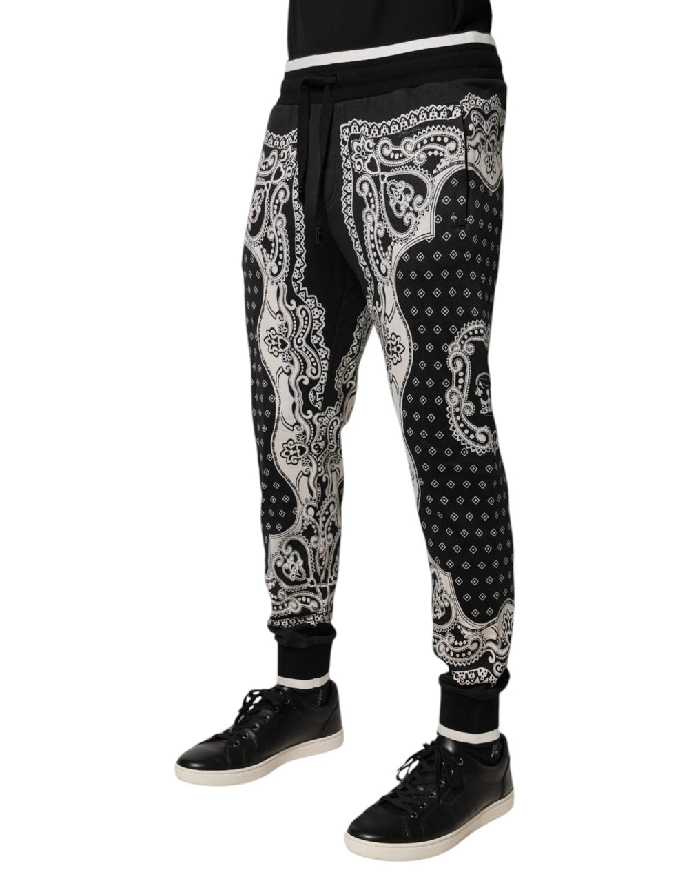 Dolce & Gabbana Black Bandana Cotton Jogger Pants - IT50 | L - Joggers