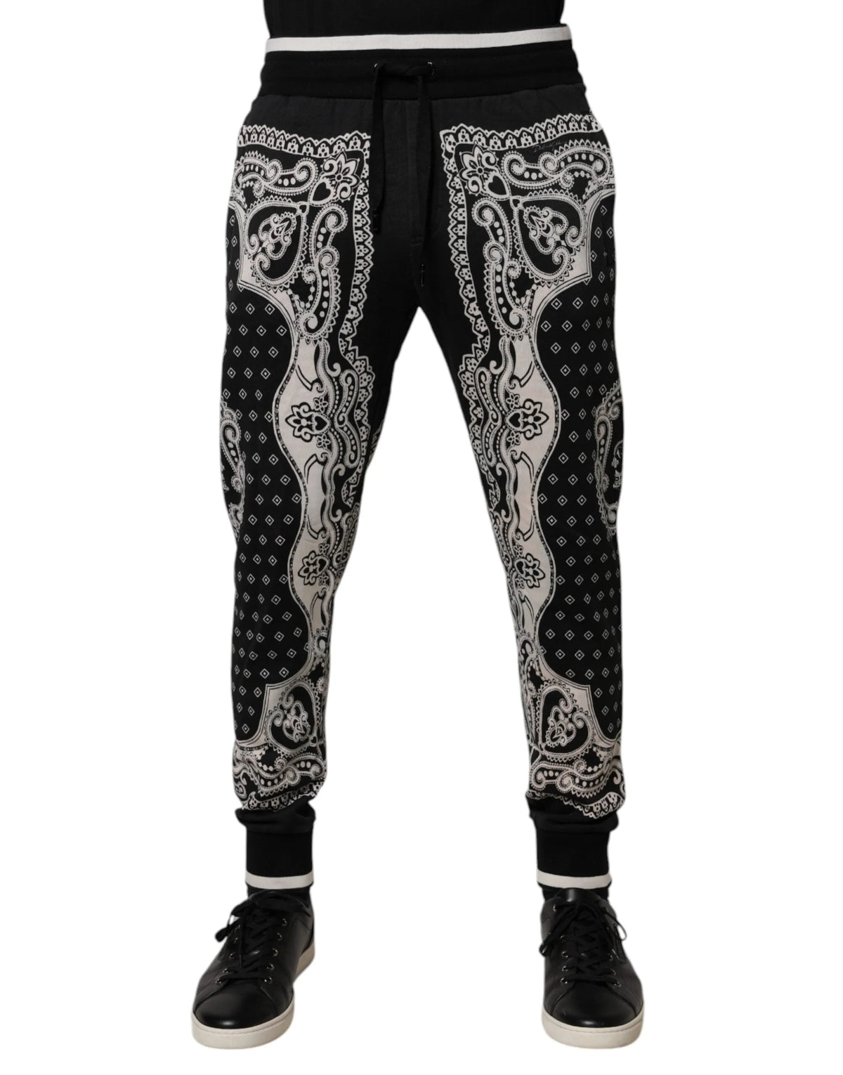 Dolce & Gabbana Black Bandana Cotton Jogger Pants - IT50 | L - Joggers