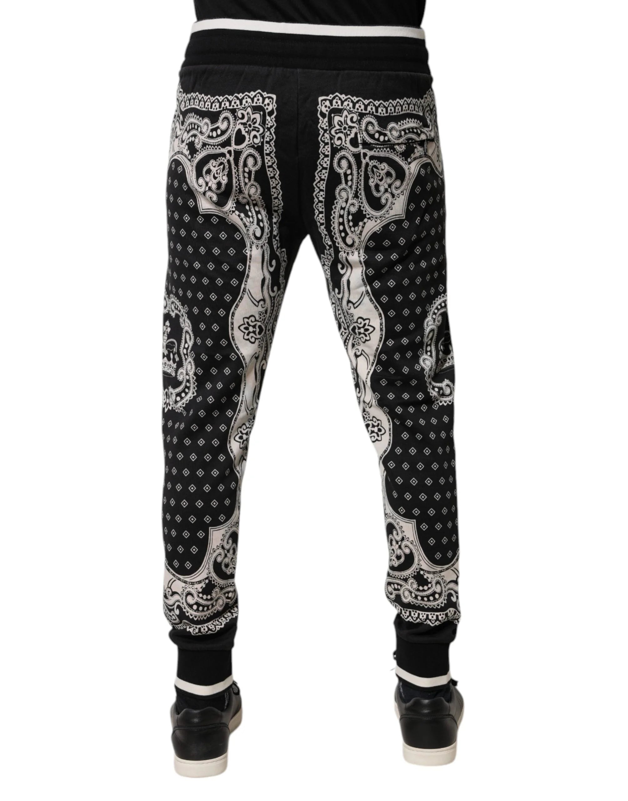 Dolce & Gabbana Black Bandana Cotton Jogger Pants - IT50 | L - Joggers