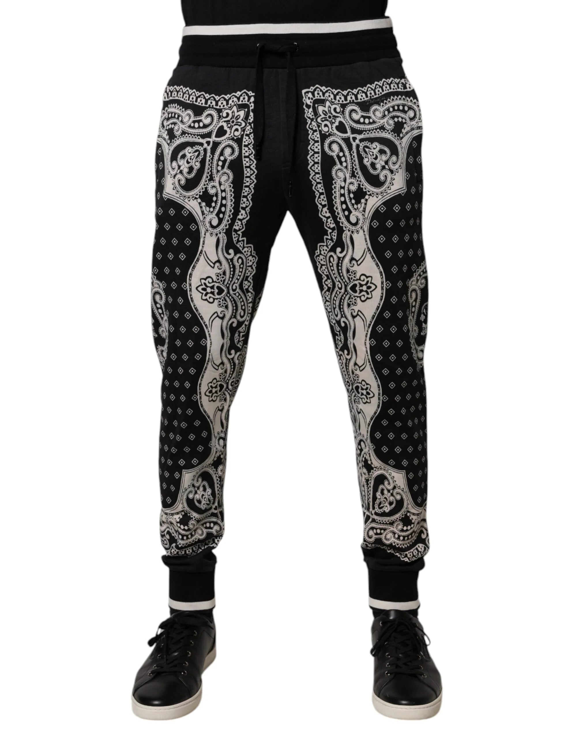 Dolce & Gabbana Black Bandana Cotton Jogger Pants - IT50 | L - Joggers