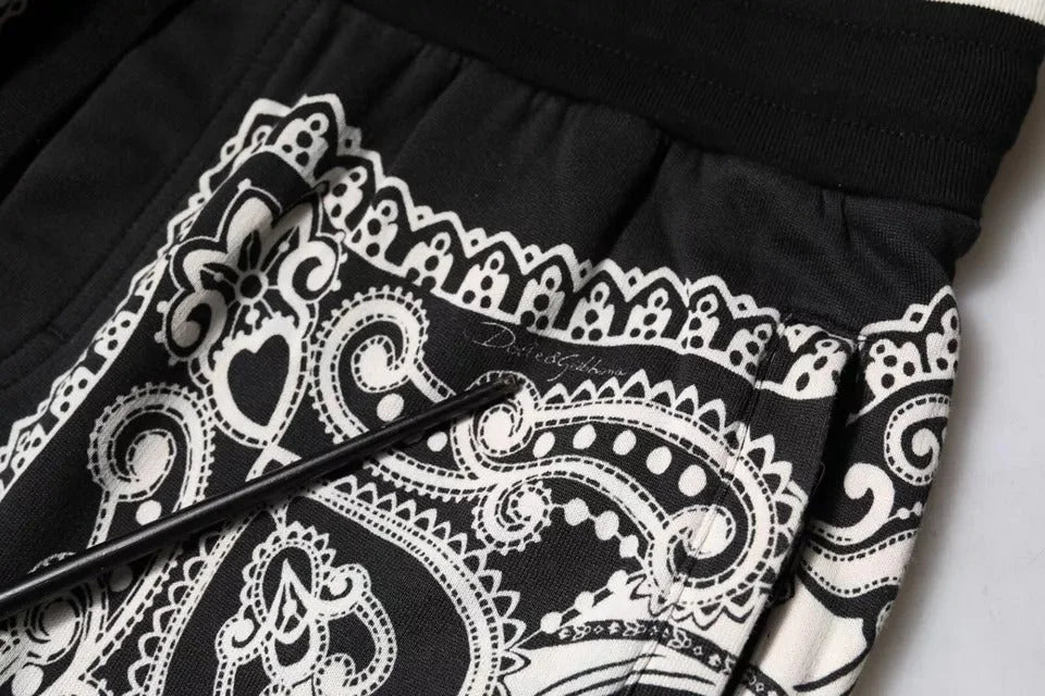 Dolce & Gabbana Black Bandana Cotton Jogger Pants - IT50 | L - Joggers