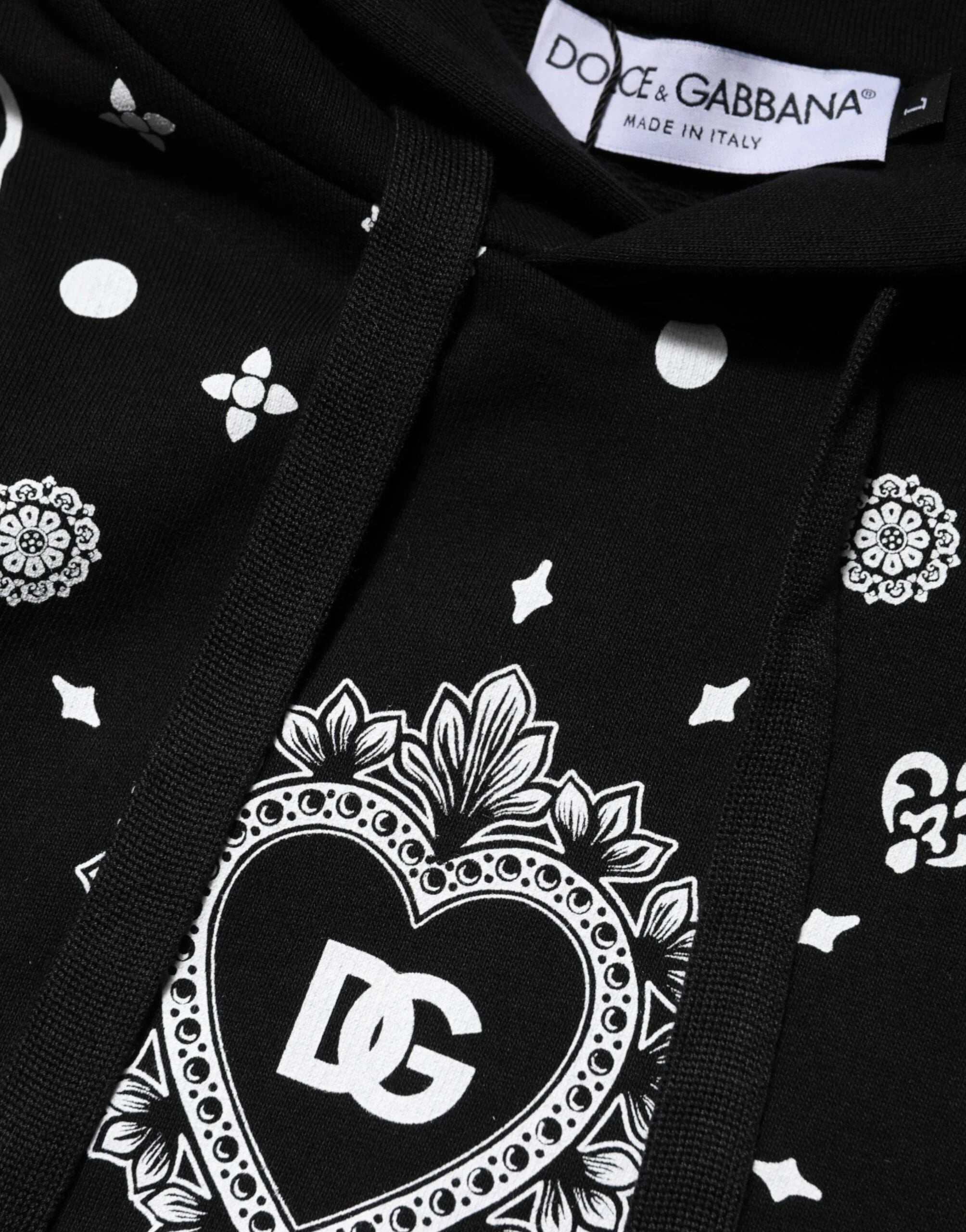 Dolce & Gabbana Black Bandana Hooded Men Sweatshirt Sweater - Hoodies