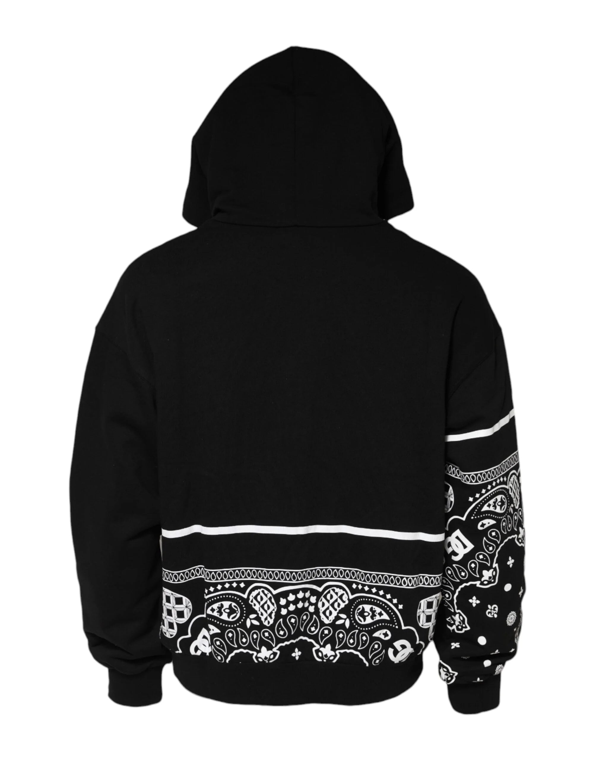 Dolce & Gabbana Black Bandana Hooded Men Sweatshirt Sweater - Hoodies