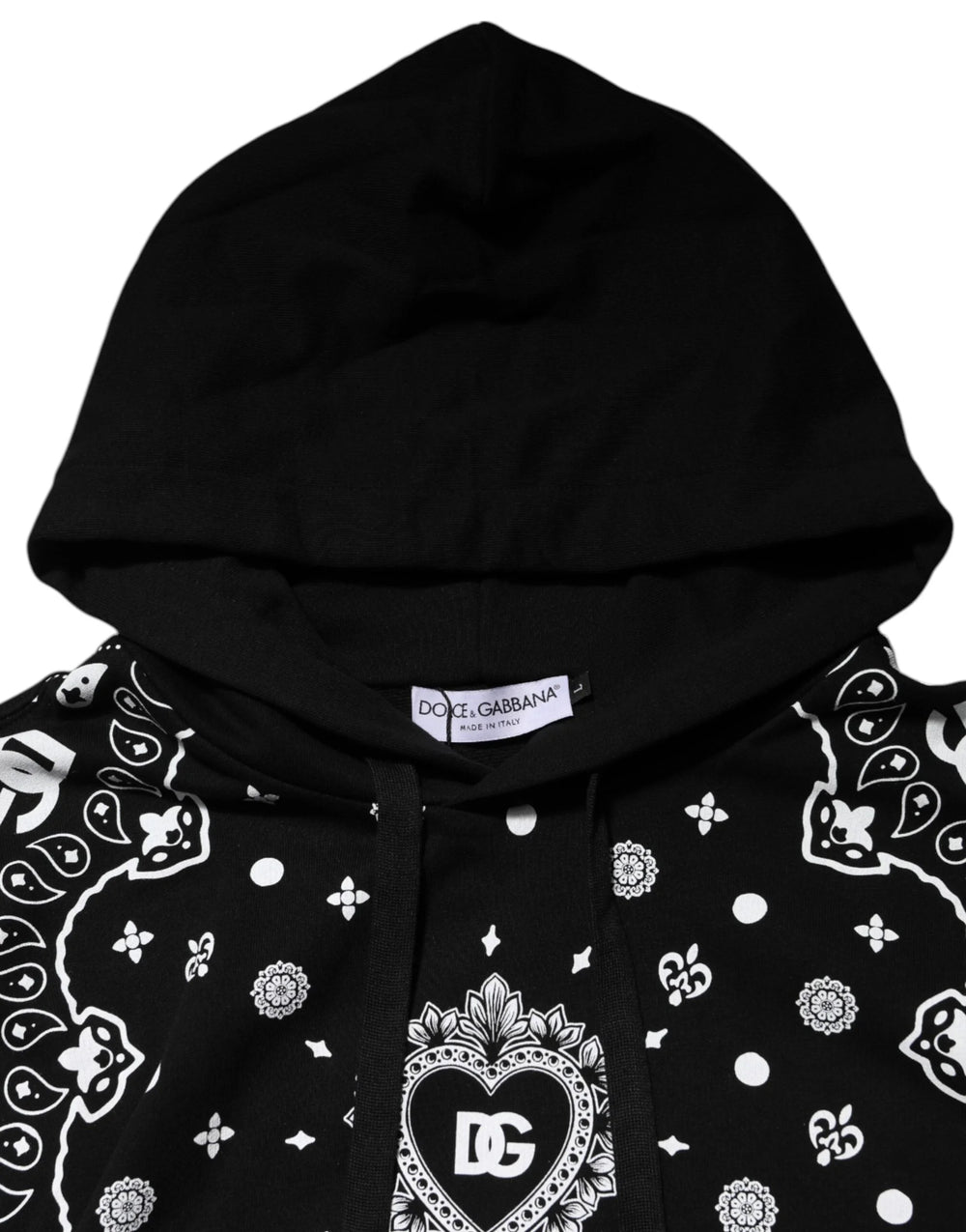 Dolce & Gabbana Black Bandana Hooded Men Sweatshirt Sweater - IT52 | XL - Hoodies
