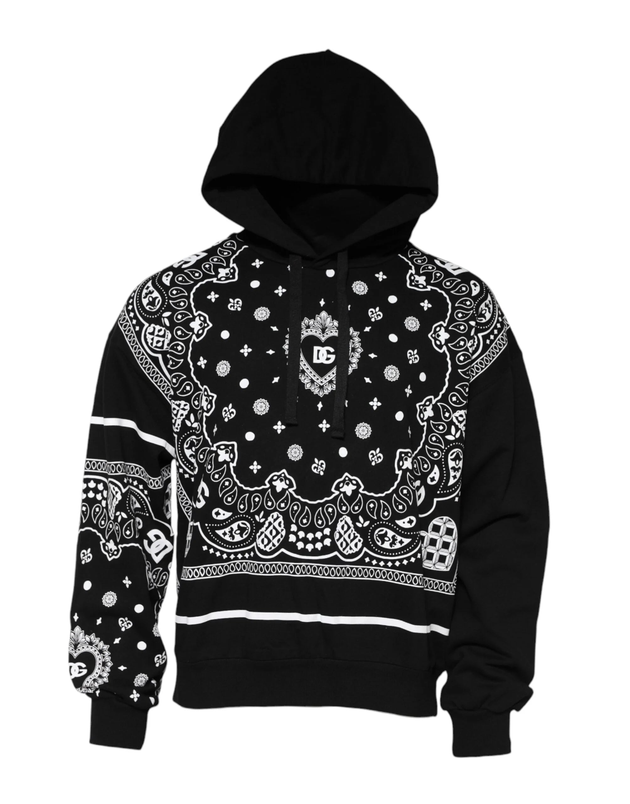 Dolce & Gabbana Black Bandana Hooded Men Sweatshirt Sweater - IT52 | XL - Hoodies