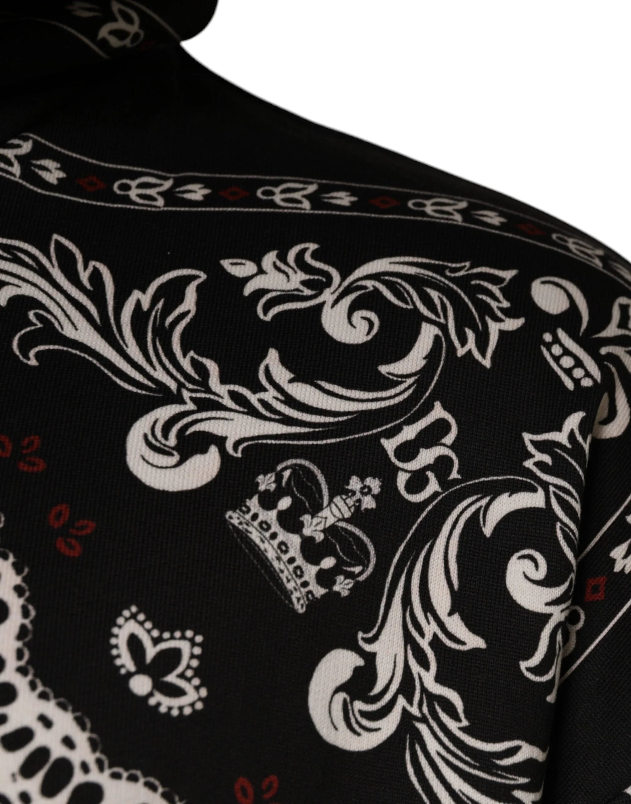 Dolce & Gabbana Black Bandana Print Crown Logo Cotton Hoodie Sweater - L - Hoodies