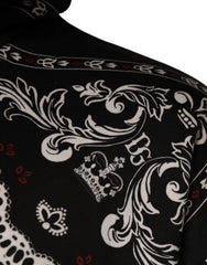 Dolce & Gabbana Black Bandana Print Crown Logo Cotton Hoodie Sweater - L - Hoodies