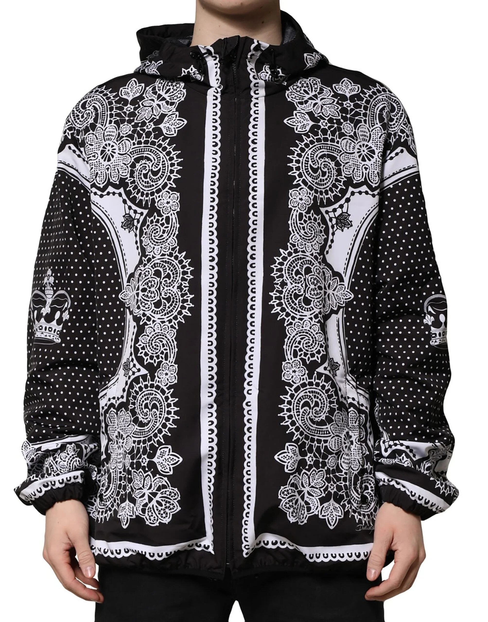 Dolce & Gabbana Black Bandana Print Hooded Bomber Jacket - IT58 | 3XL - Bomber Jackets