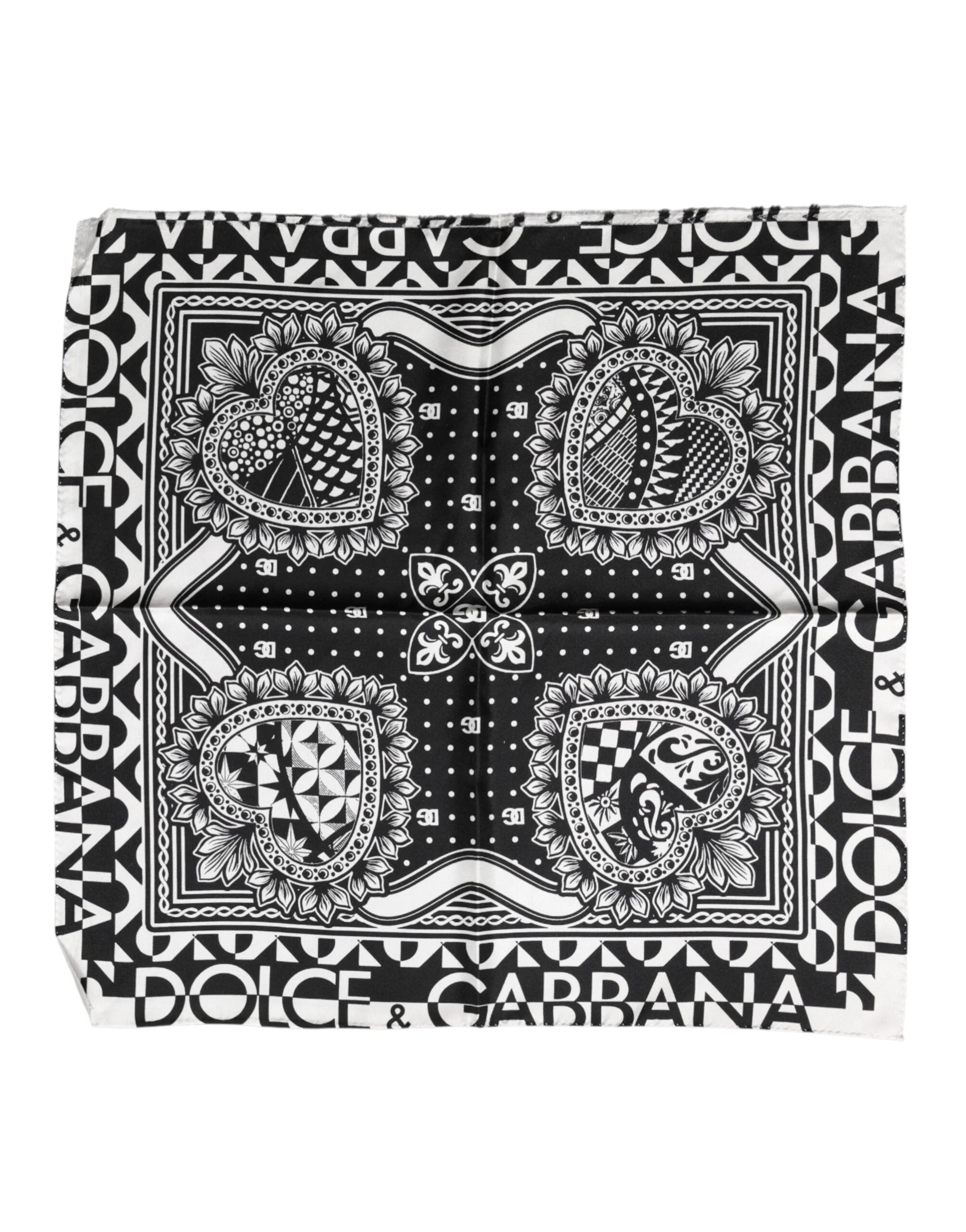Dolce & Gabbana Black Bandana Print Silk Neck Foulard Scarf