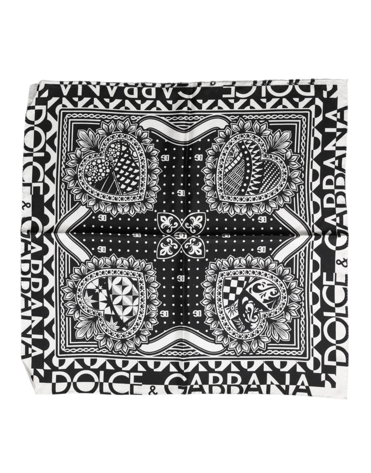 Dolce & Gabbana Black Bandana Print Silk Neck Foulard Scarf