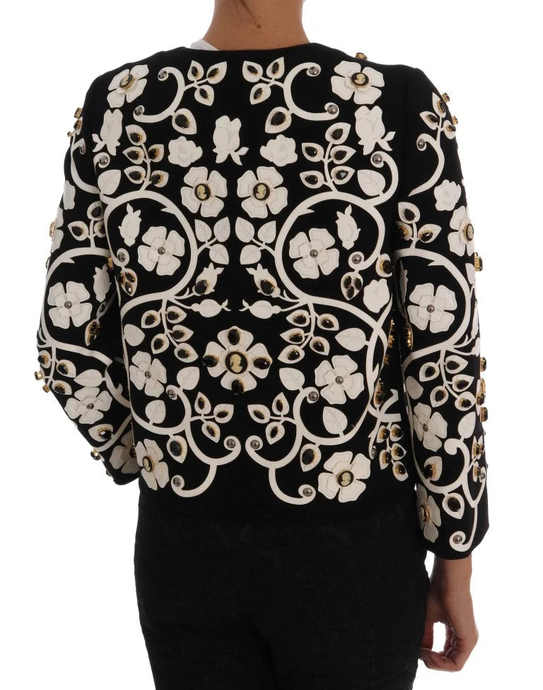 Dolce & Gabbana Black Baroque Floral Crystal Jacket - Coats & Jackets