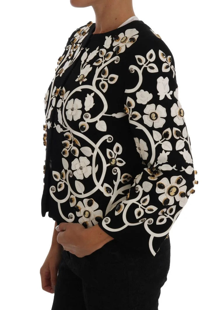 Dolce & Gabbana Black Baroque Floral Crystal Jacket - Coats & Jackets