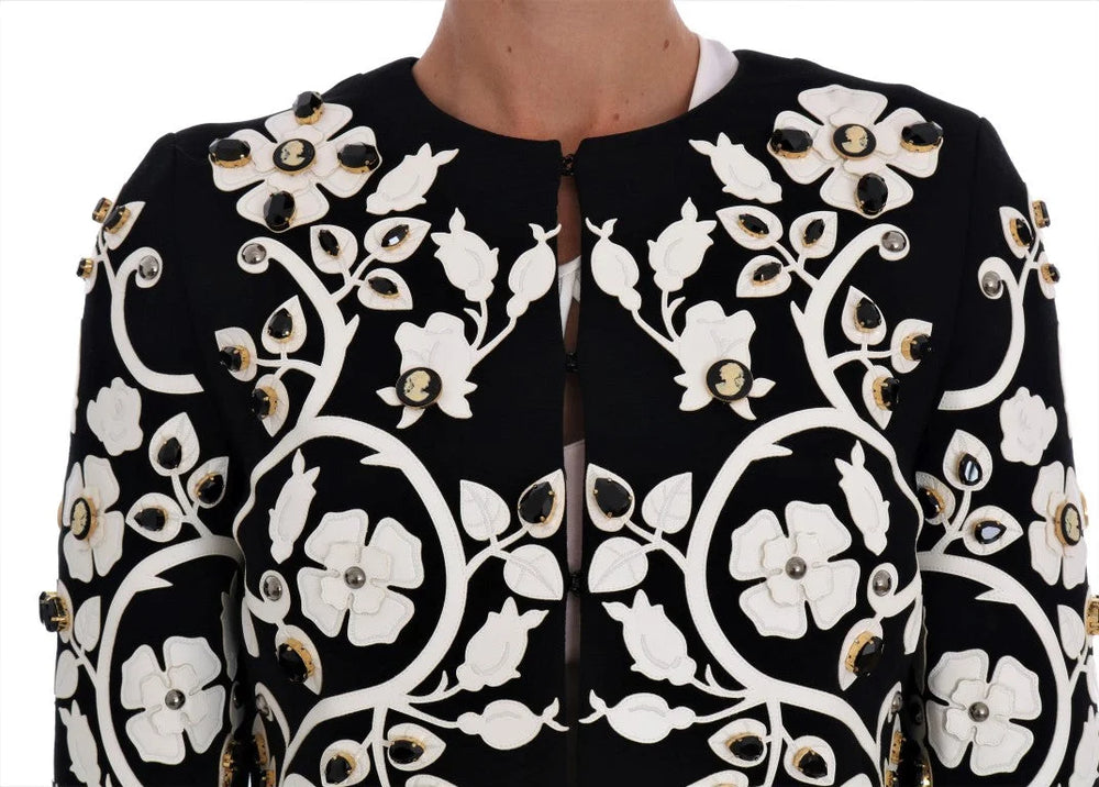 Dolce & Gabbana Black Baroque Floral Crystal Jacket - Coats & Jackets