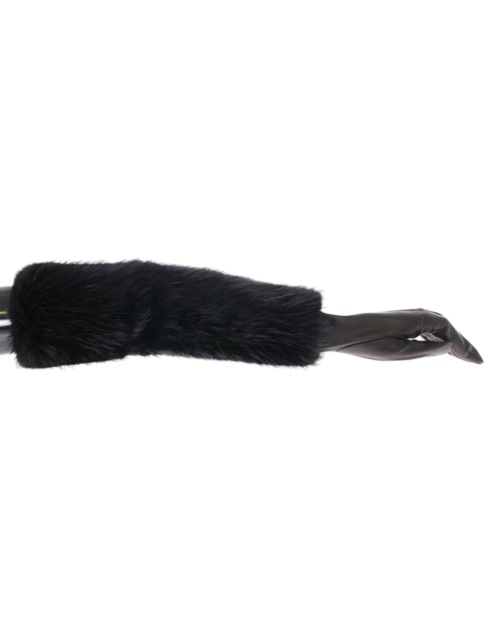 Dolce & Gabbana Black Beaver Fur Lambskin Leather Elbow Gloves - 7.5 | M - Gloves & Mittens