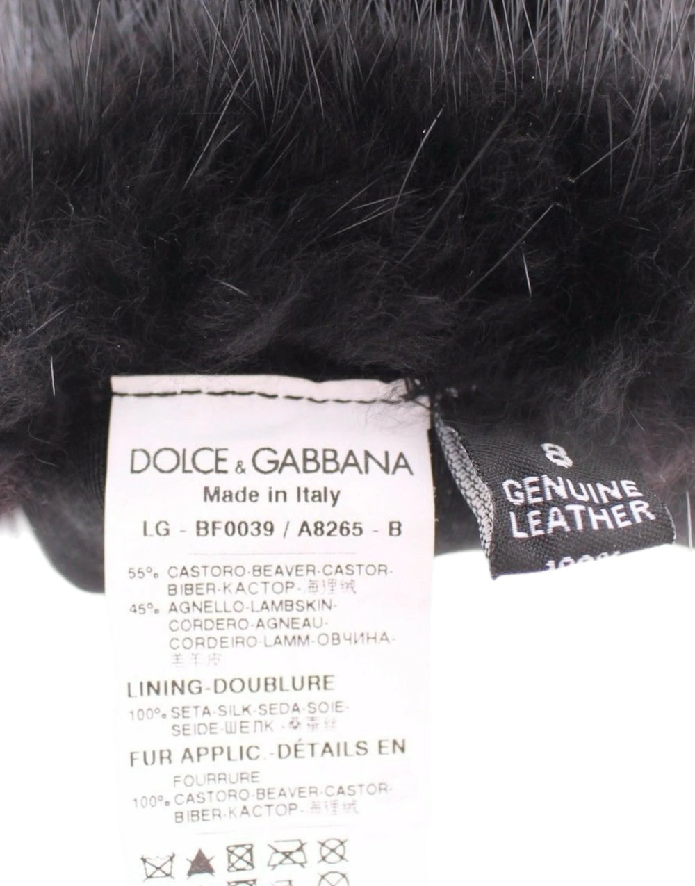 Dolce & Gabbana Black Beaver Fur Lambskin Leather Elbow Gloves - 7.5 | M - Gloves & Mittens