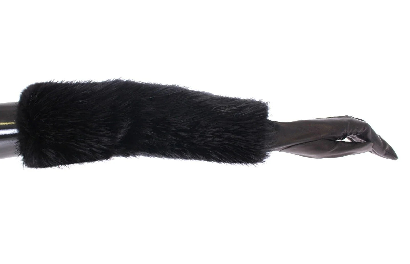 Dolce & Gabbana Black Beaver Fur Lambskin Leather Elbow Gloves - Gloves & Mittens