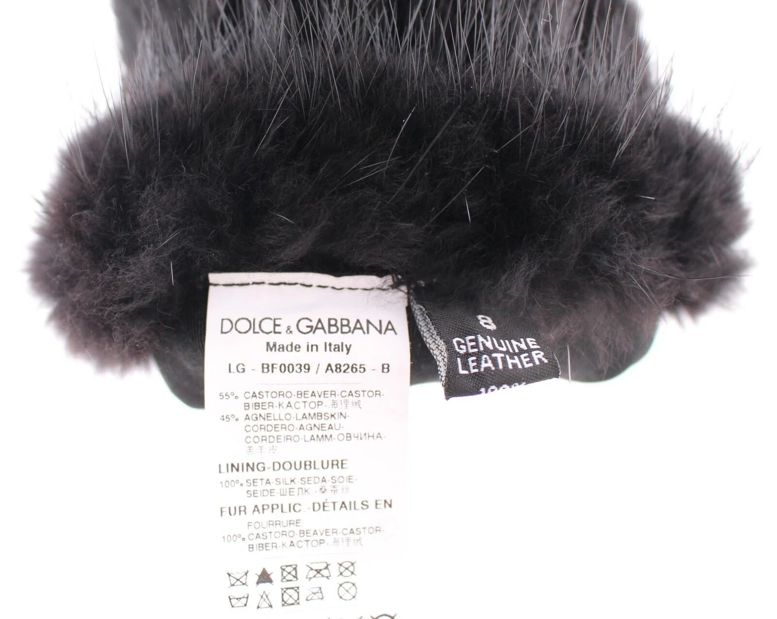 Dolce & Gabbana Black Beaver Fur Lambskin Leather Elbow Gloves - Gloves & Mittens