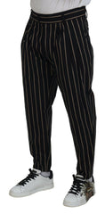 Dolce & Gabbana Black Beige Striped Cotton Stretch Pants - IT46 | S - Chinos