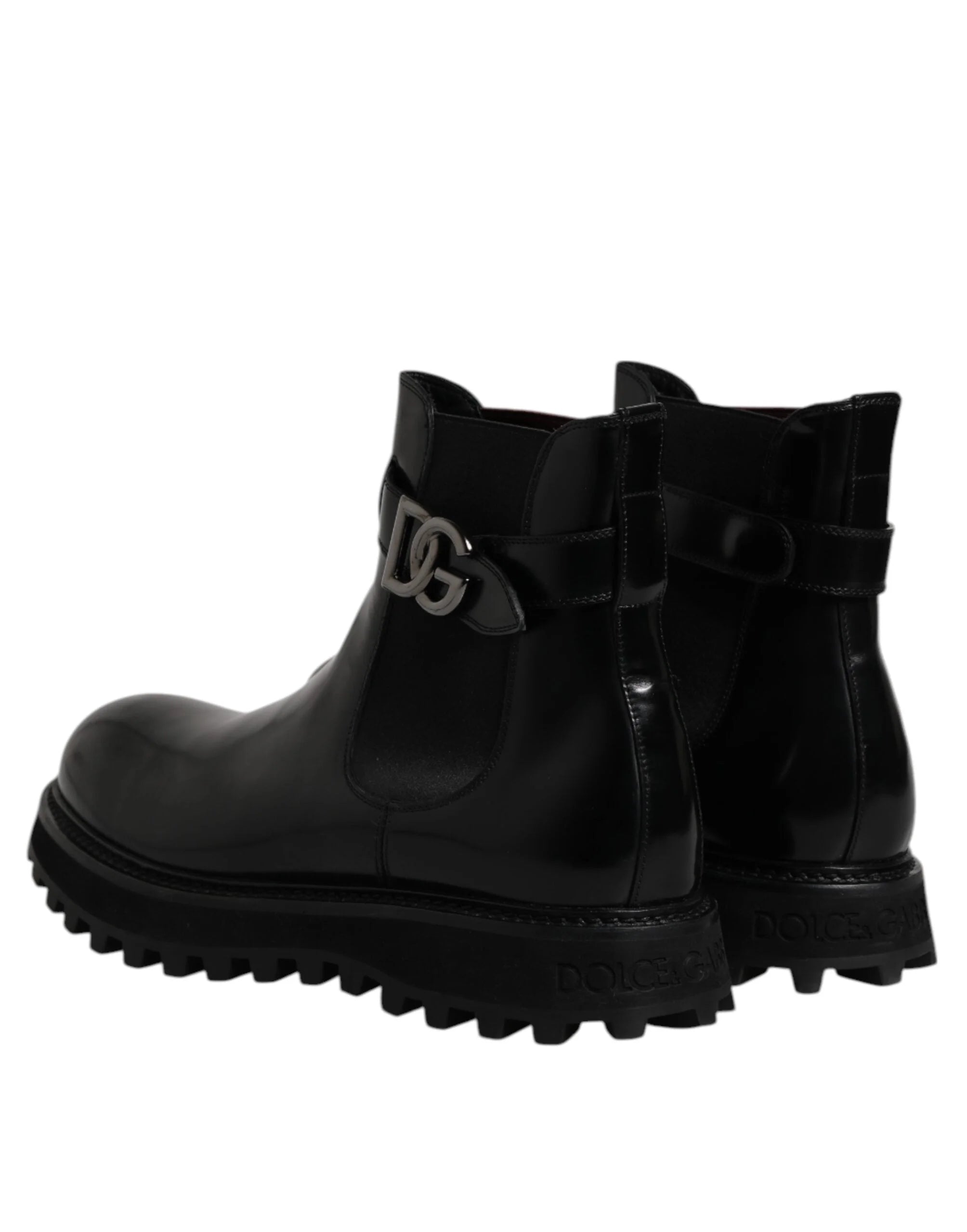 Dolce & Gabbana Black Belted DG Logo Men Chelsea Boots Shoes - EU44/US11