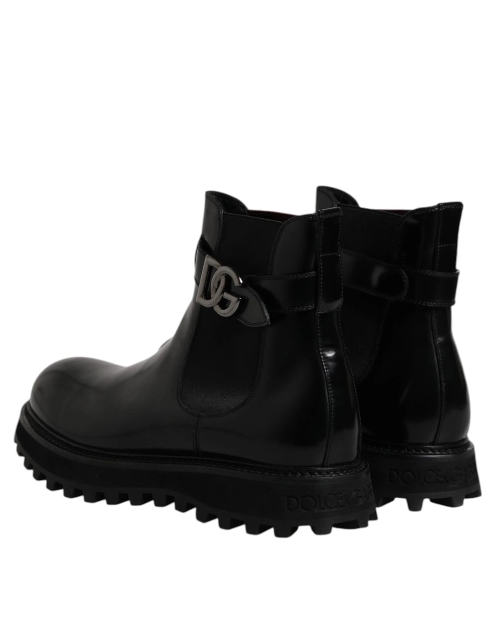 Dolce & Gabbana Black Belted DG Logo Men Chelsea Boots Shoes - EU44/US11