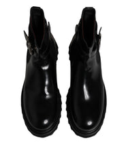 Dolce & Gabbana Black Belted DG Logo Men Chelsea Boots Shoes - EU44/US11
