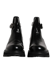 Dolce & Gabbana Black Belted DG Logo Men Chelsea Boots Shoes - EU44/US11
