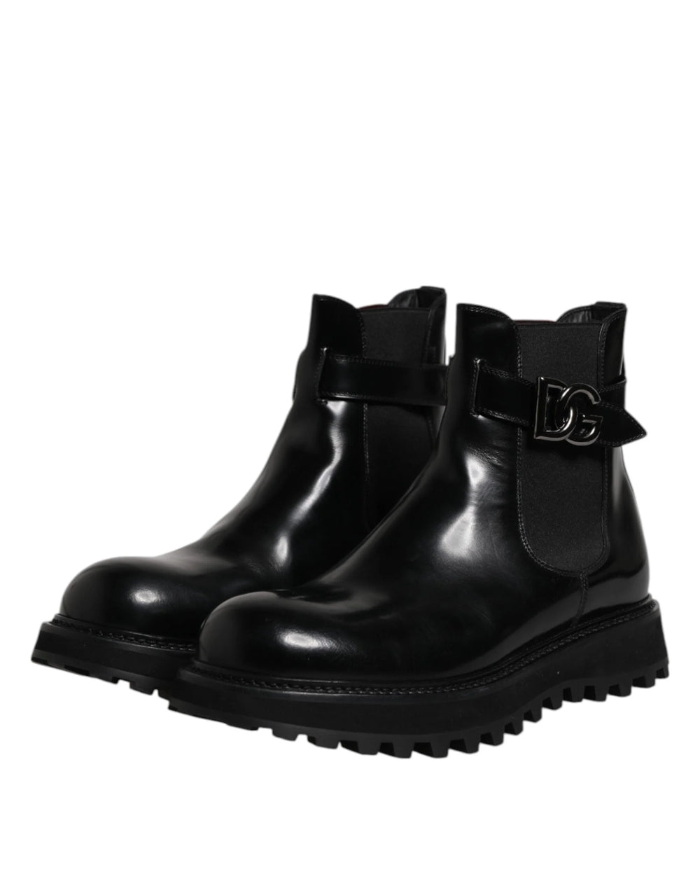 Dolce & Gabbana Black Belted DG Logo Men Chelsea Boots Shoes - EU44/US11