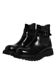 Dolce & Gabbana Black Belted DG Logo Men Chelsea Boots Shoes - EU44/US11