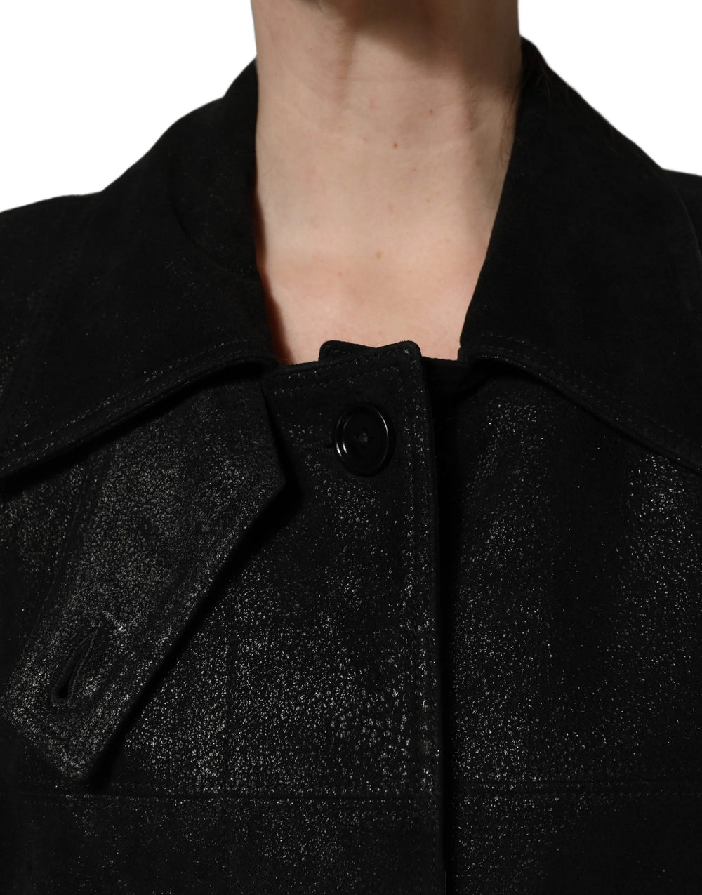 Dolce & Gabbana Black Belted Sheepskin Trench Coat Jacket - IT40|S