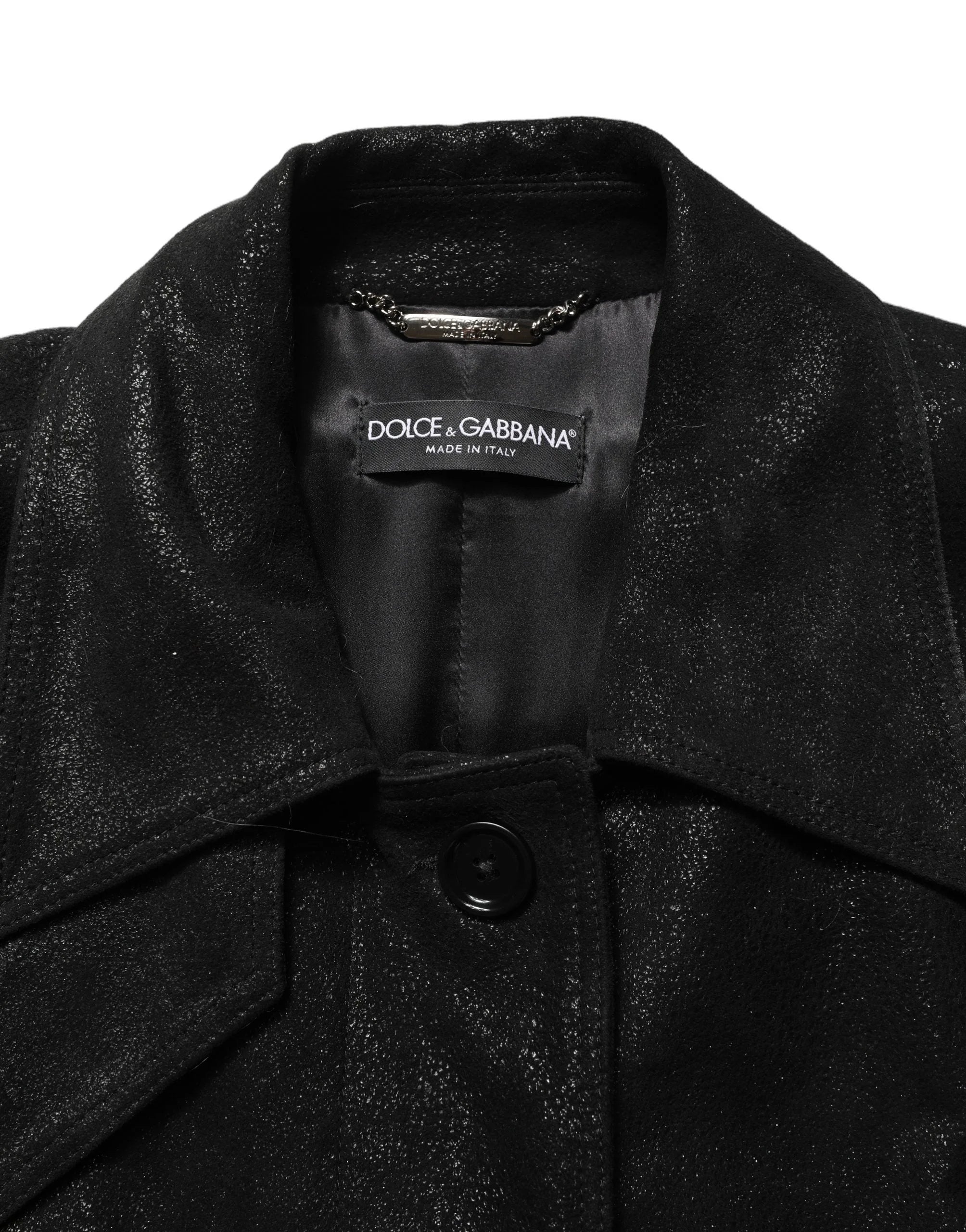 Dolce & Gabbana Black Belted Sheepskin Trench Coat Jacket - IT40|S
