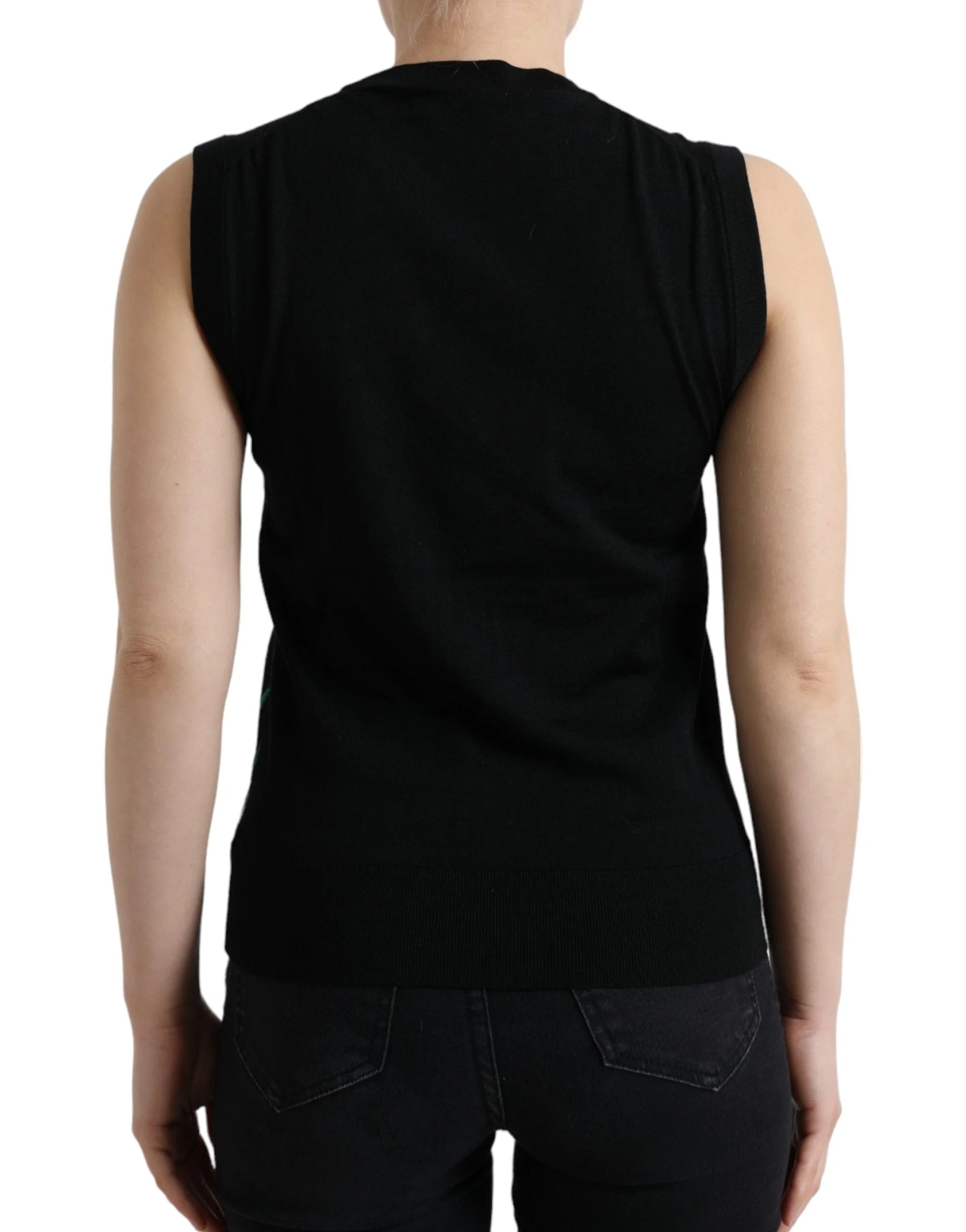 Dolce & Gabbana Black Bird Wool Knit Sleeveless Tank T-shirt - IT38 | XS - Tank Tops