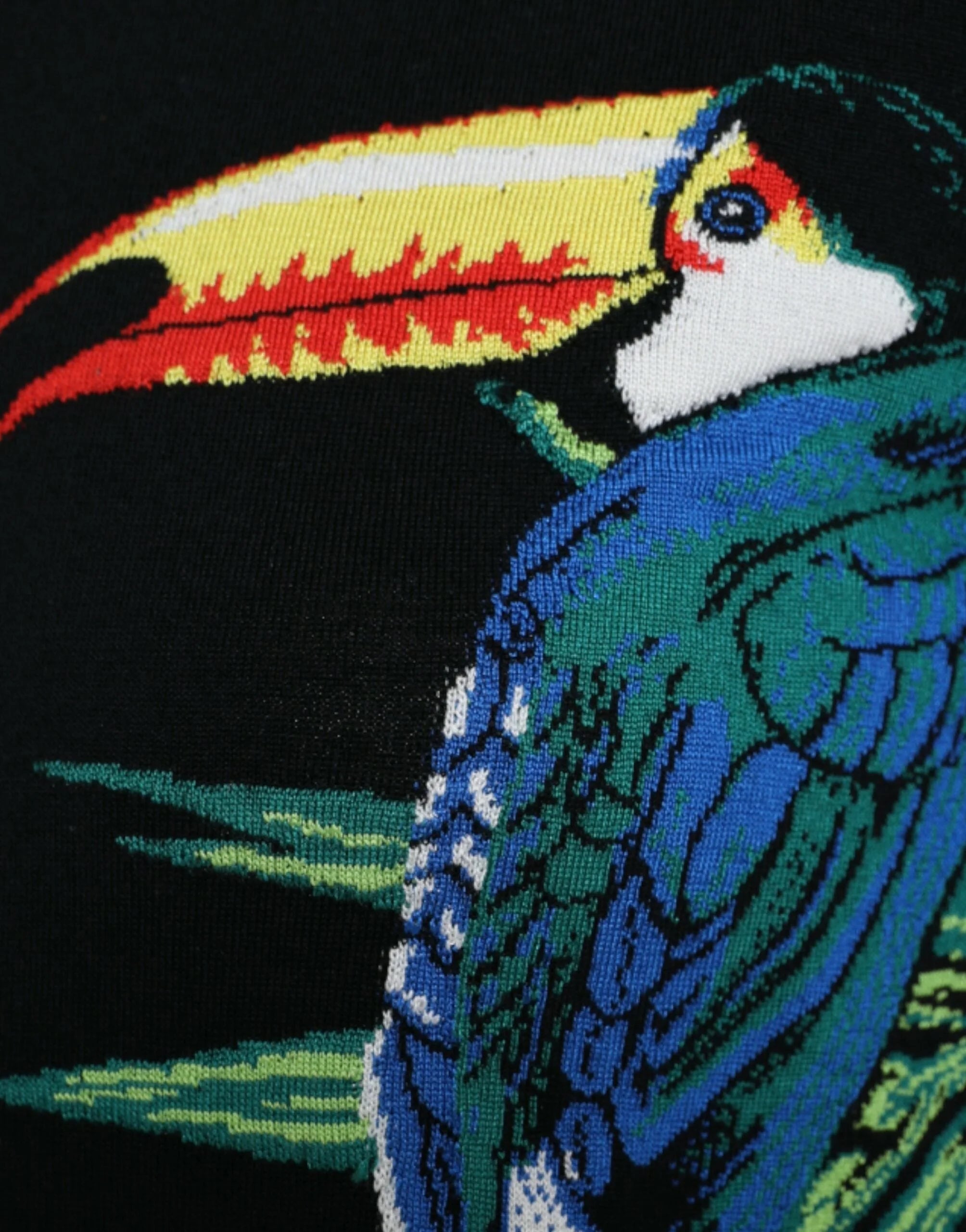 Dolce & Gabbana Black Bird Wool Long Sleeve Cardigan Sweater - Cardigans