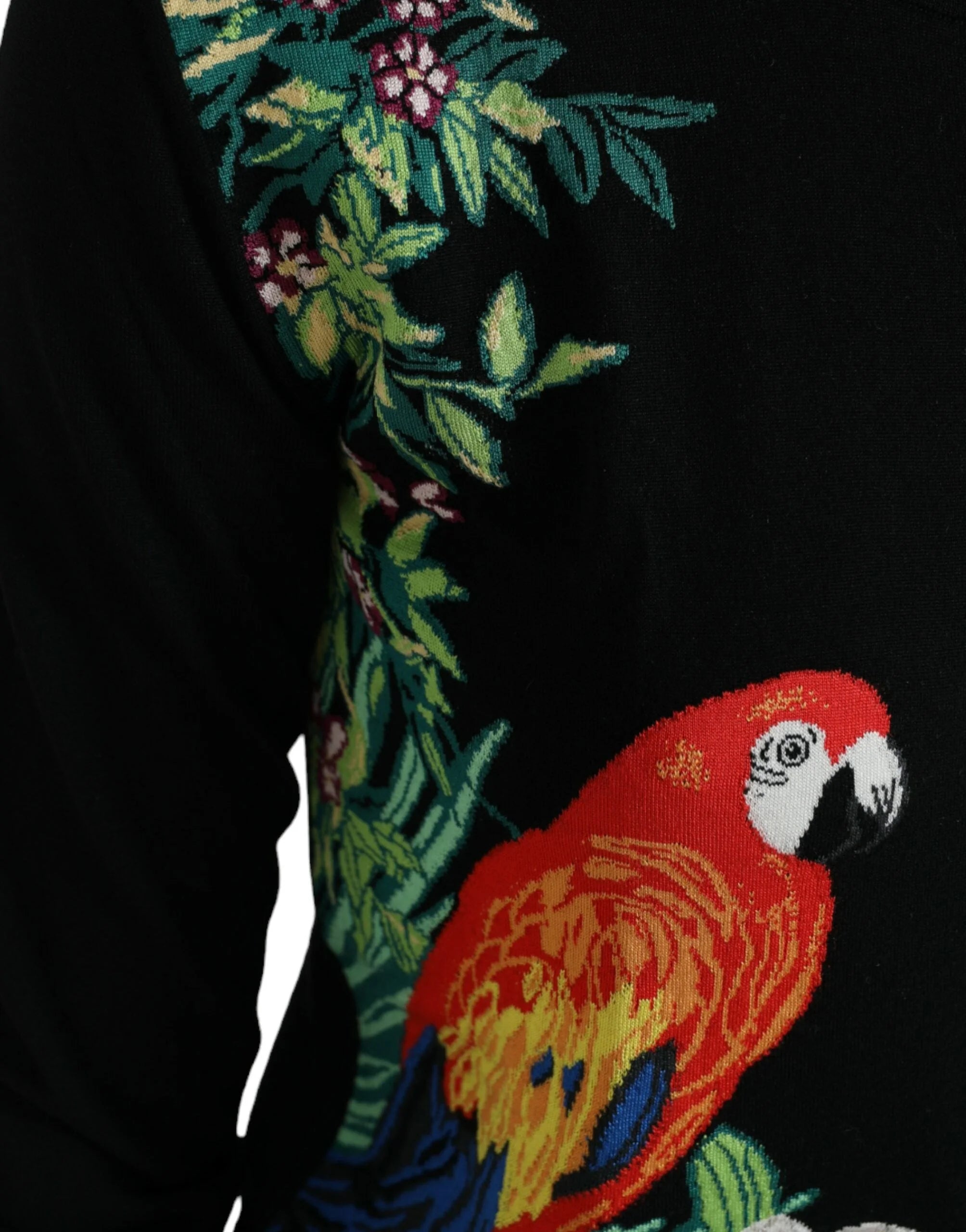 Dolce & Gabbana Black Bird Wool Long Sleeve Cardigan Sweater - Cardigans