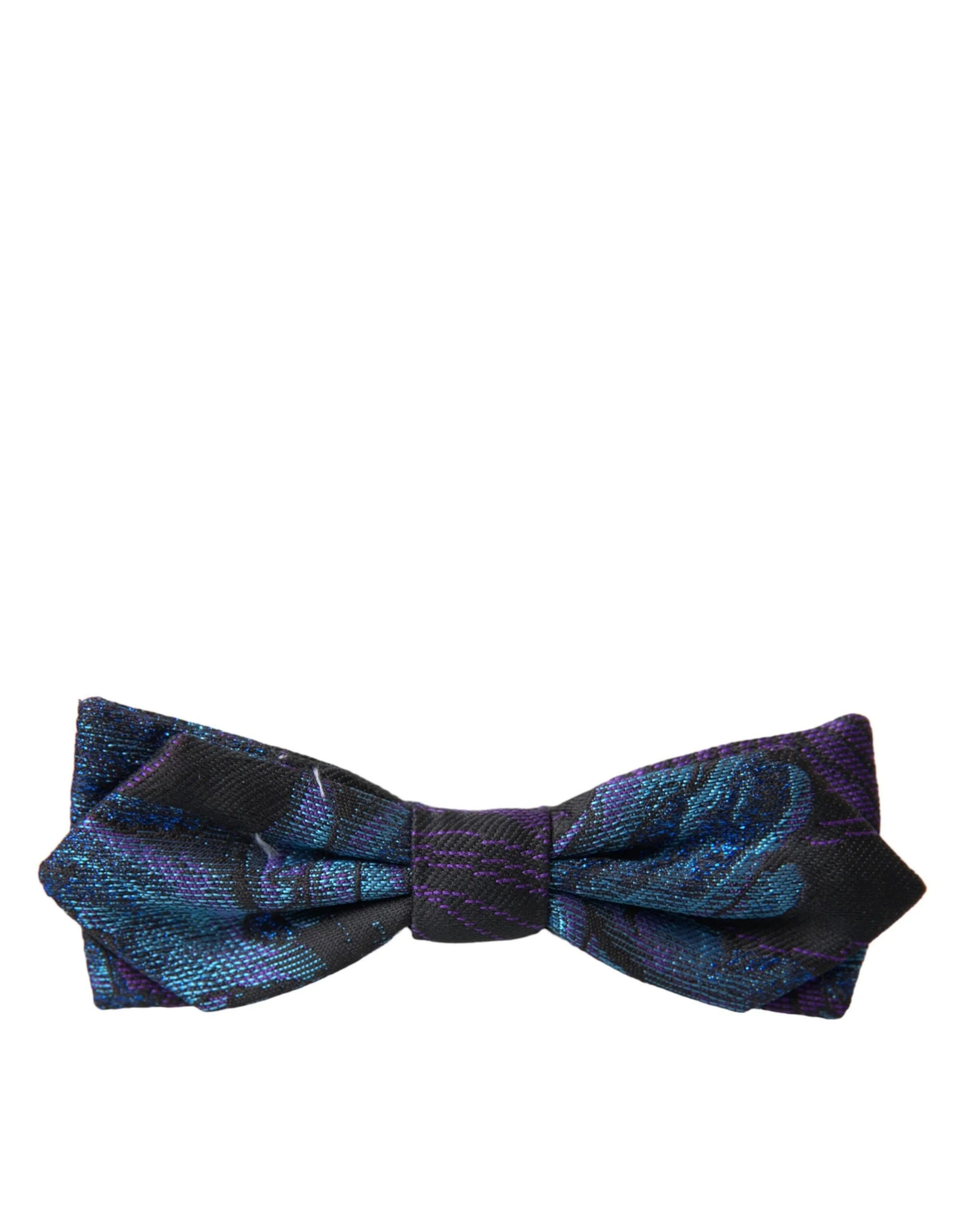 Dolce & Gabbana Black Blue Brocade Adjustable Neck Men Bow Tie - Neckties