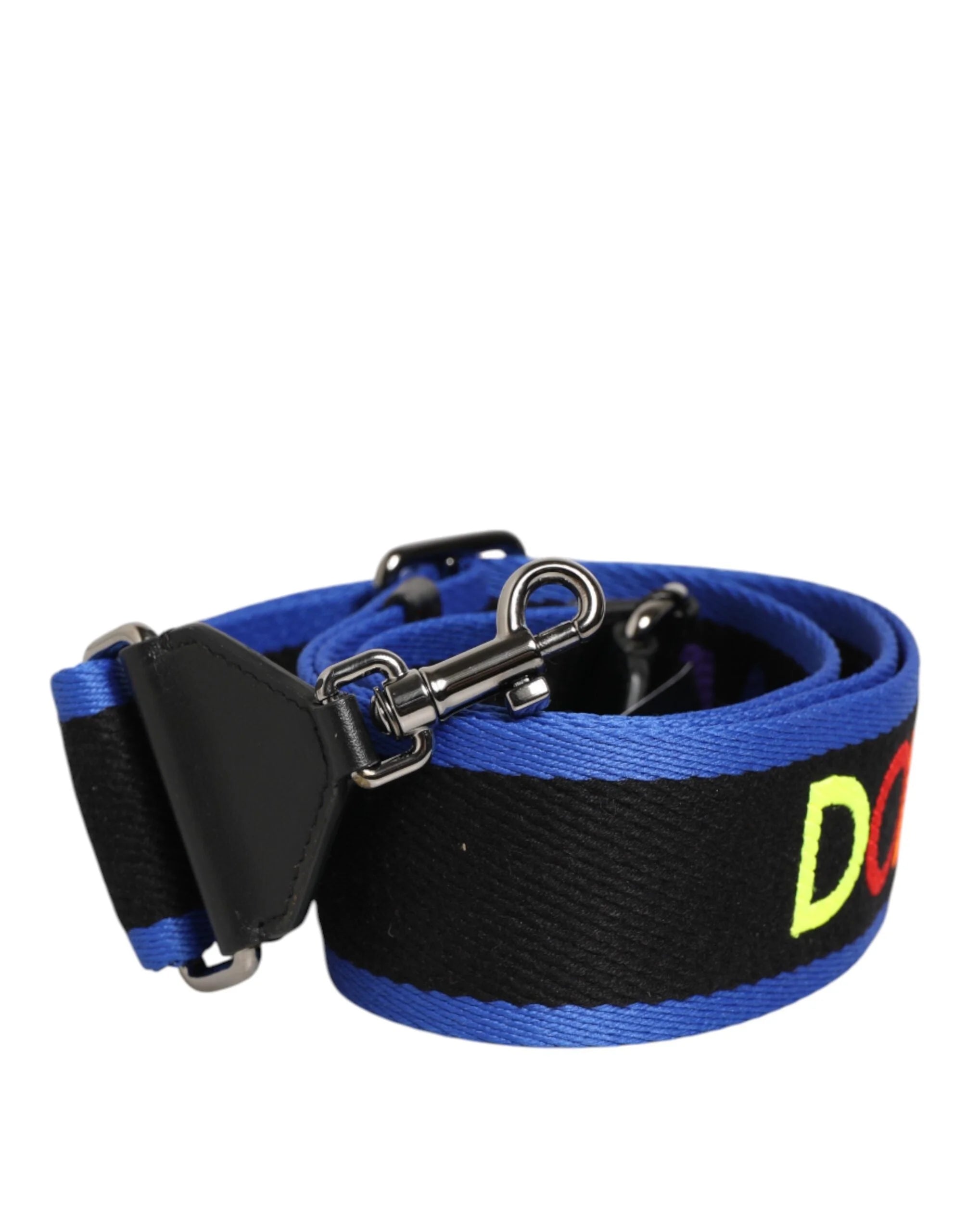 Dolce & Gabbana Black Blue Colorful Lettering Bag Handle Shoulder Strap - Handbag & Wallet Accessories