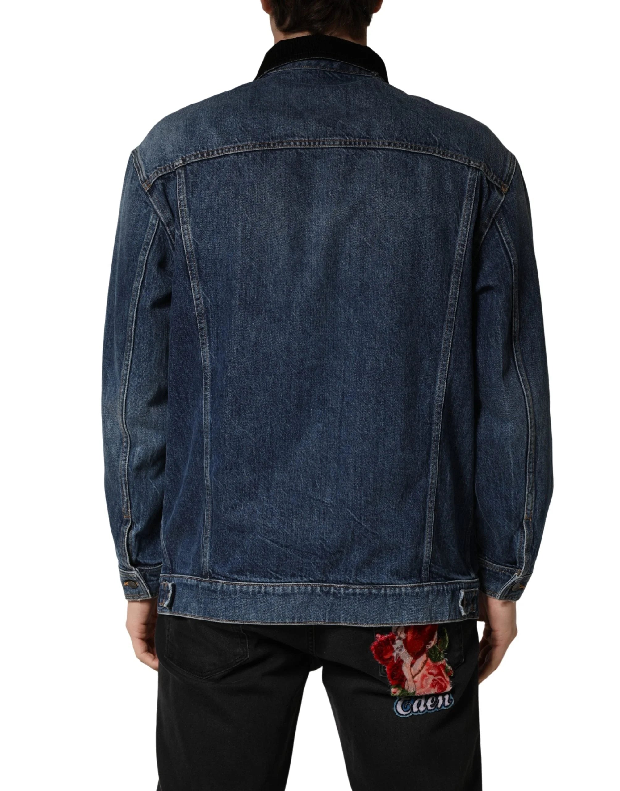 Dolce & Gabbana Black Blue Cotton Denim Blouson Men Jacket - IT48 | M - Trucker Jackets