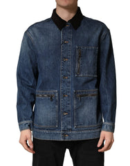 Dolce & Gabbana Black Blue Cotton Denim Blouson Men Jacket - IT48 | M - Trucker Jackets