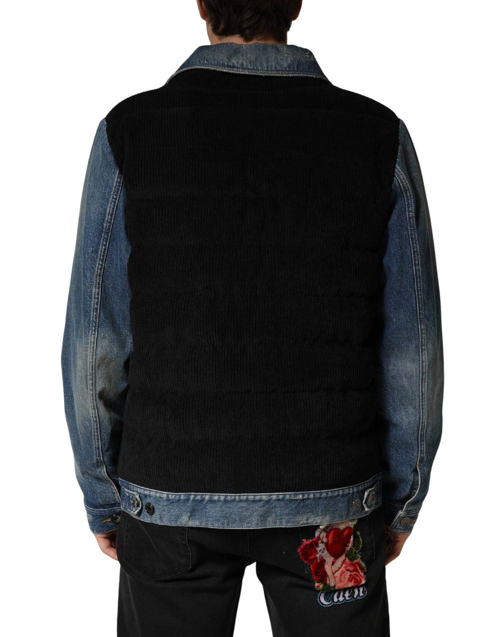 Dolce & Gabbana Black Blue Cotton Denim Blouson Men Jacket - Trucker Jackets